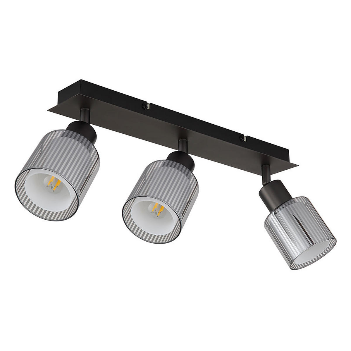 DECKENLEUCHTE VILLEGAS Metall schwarz, 3-flammig - Schwarz, Glas (41/8/18.6cm) - Globo Lighting