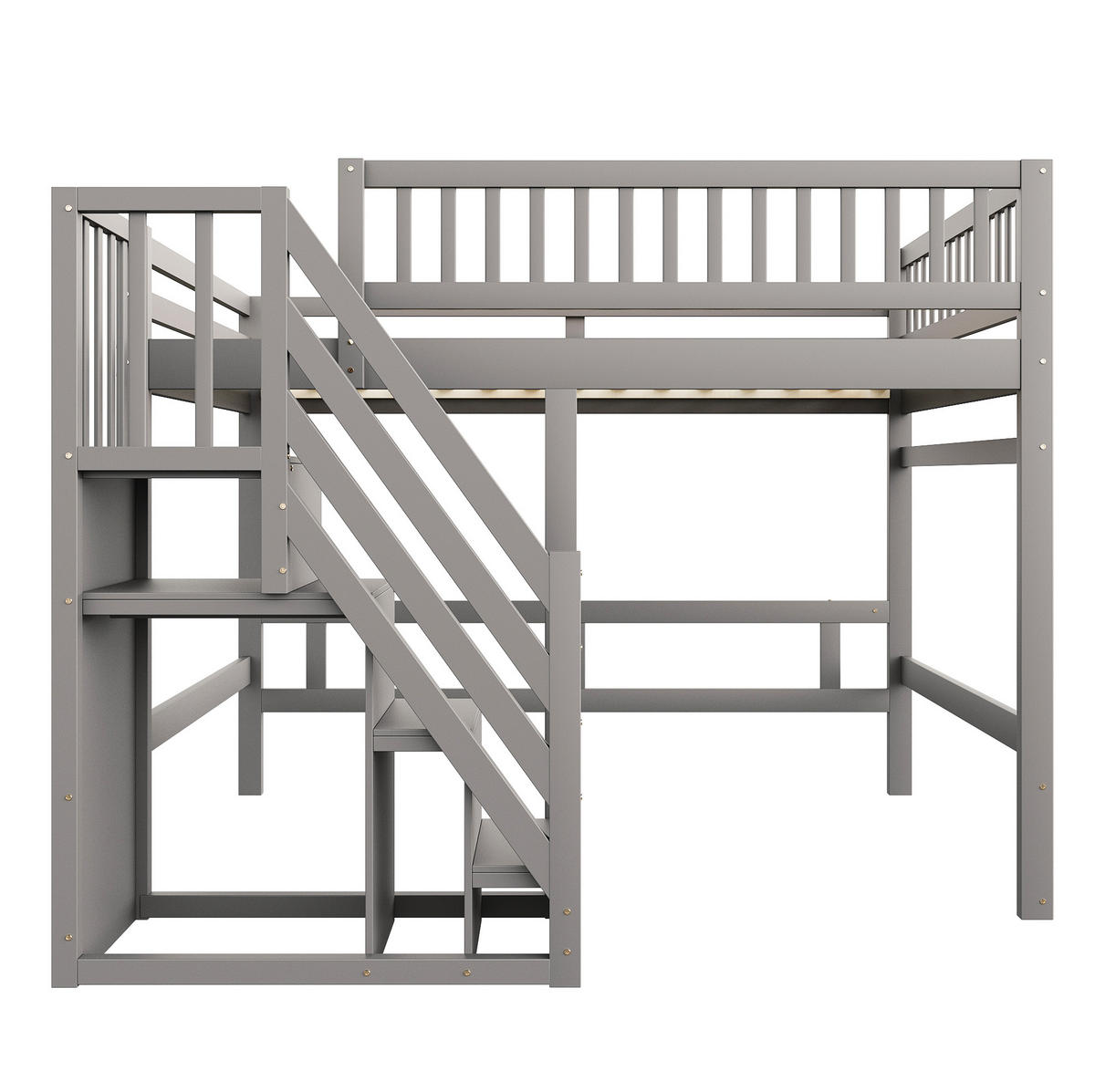 HOCHBETT aus Kiefernholz 140x200 cm Grau mit Stauraumtreppe - Grau, Holzwerkstoff (140/200cm) - IVMEU