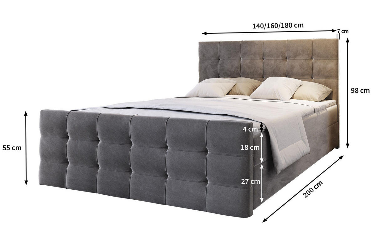 BOXBETT AMON 180x200 cm mit Matratze und Topper - Braun - Braun, Holz (180/200cm) - MASSENO