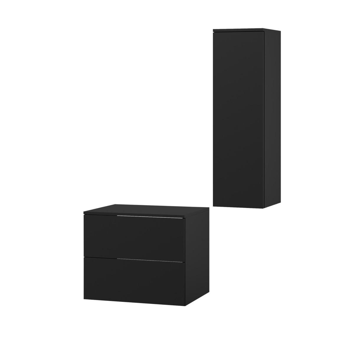 BADMÖBEL-SET Color Schwarz 2-Teilig (2S 60 + 1D 100) - Schwarz, Holzwerkstoff (90/160/45cm) - mzm24