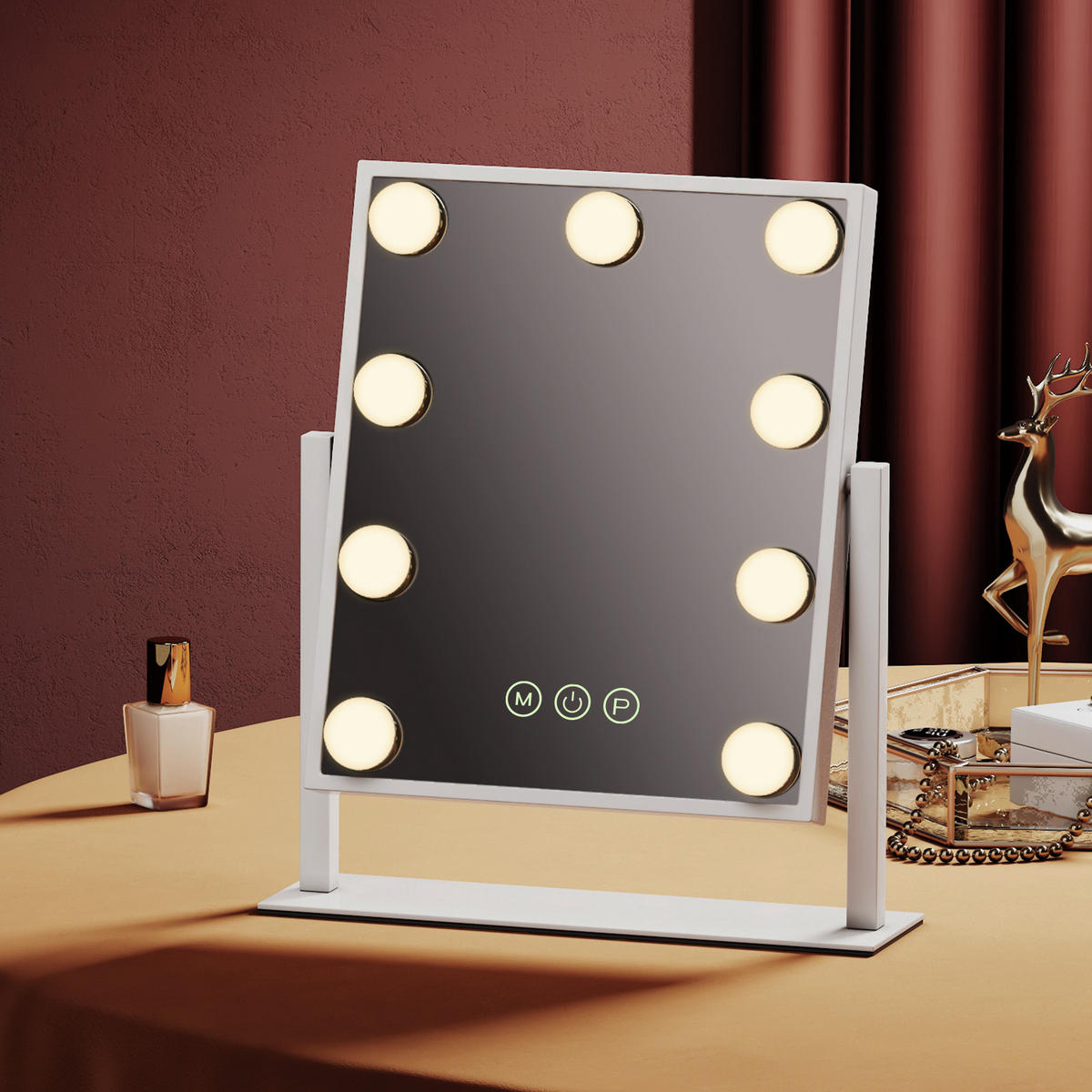 KOSMETIKSPIEGEL Rechteckiger mit Beleuchtung, Weiß, 30/25 cm - Weiß, Glas (25/8.5/30cm) - EMKE