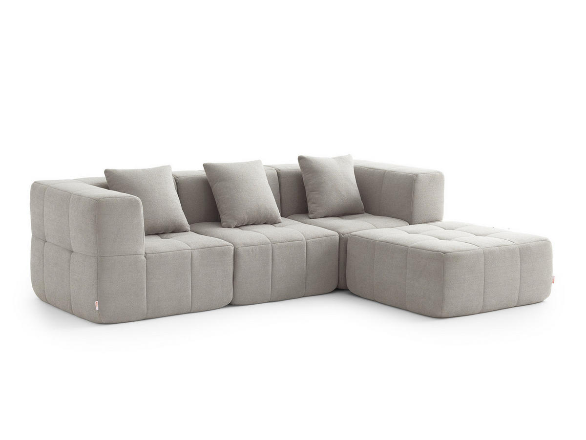 ECKSOFA Bouclé-Stoff Steinbeige - Greige, Textil (260/190cm) - MILYsofa