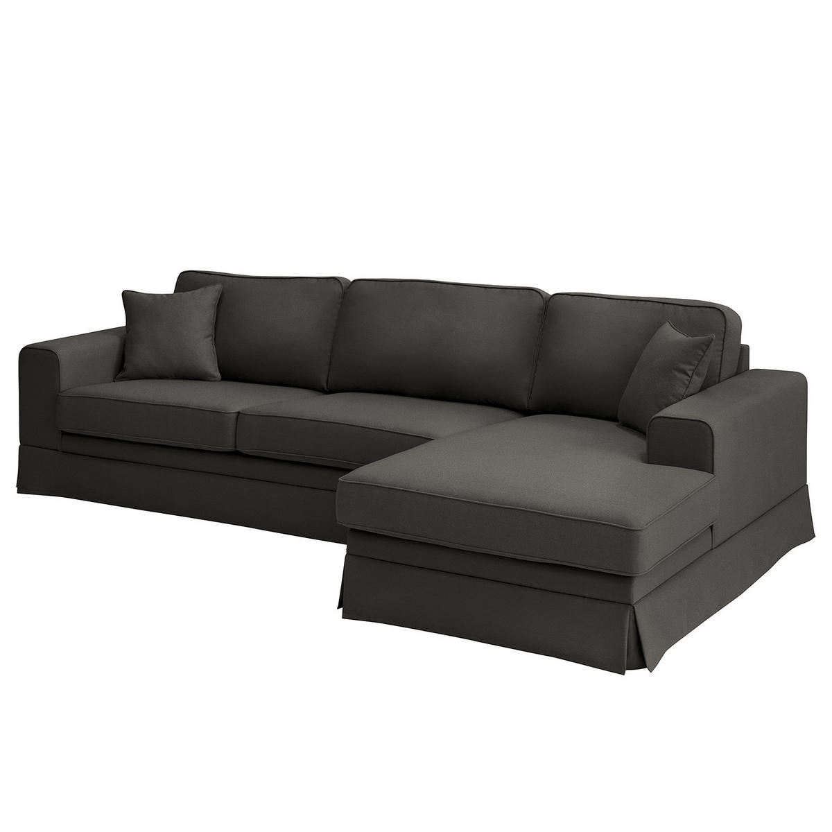 ECKSOFA mit Husse - Longchair, Webstoff - Anthrazit/Schwarz, Kunststoff/Textil (300/165cm) - home24