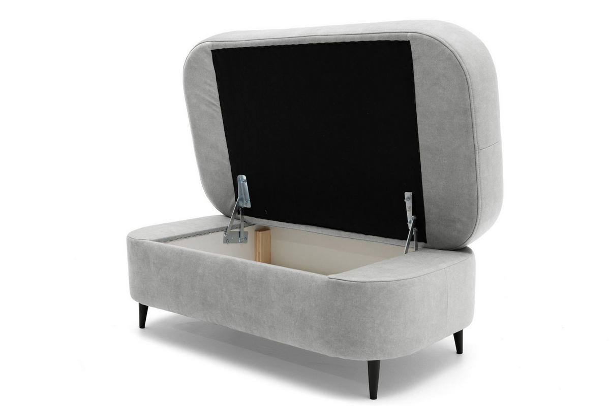 POUF PRIAM 104 x 60 cm Velours Grau - Schwarz/Grau, Holz/Textil (104/43/60cm) - Muffo