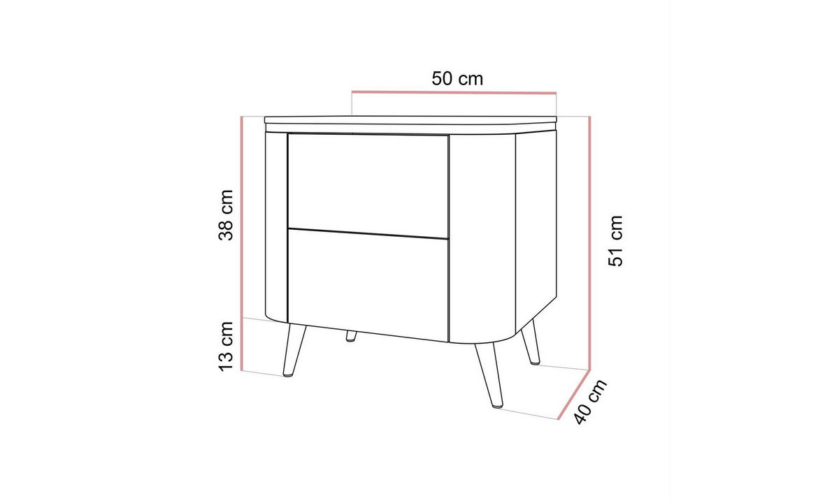NACHTTISCH AVELINE 50/40/51 cm schräge goldfarbene Füße Kaschmir - Kaschmir/Goldfarben, Holzwerkstoff (50/51/40cm) - Lookway
