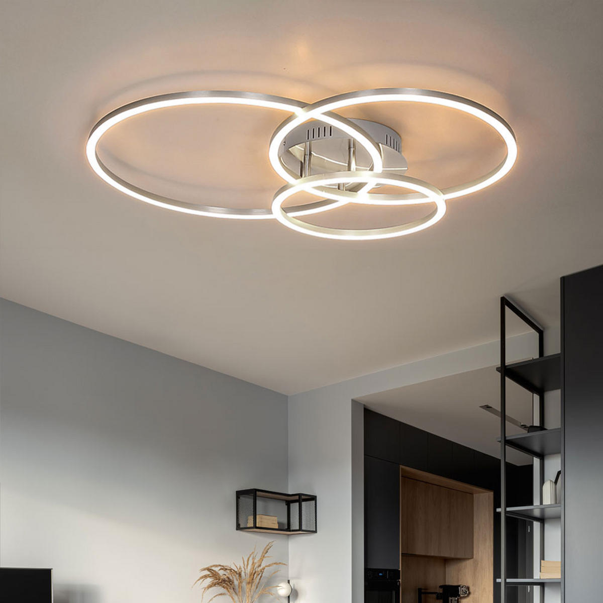 LED DECKENLEUCHTE MUNNI Silber Metall - Silberfarben, Metall (68/55/10cm) - Globo Lighting