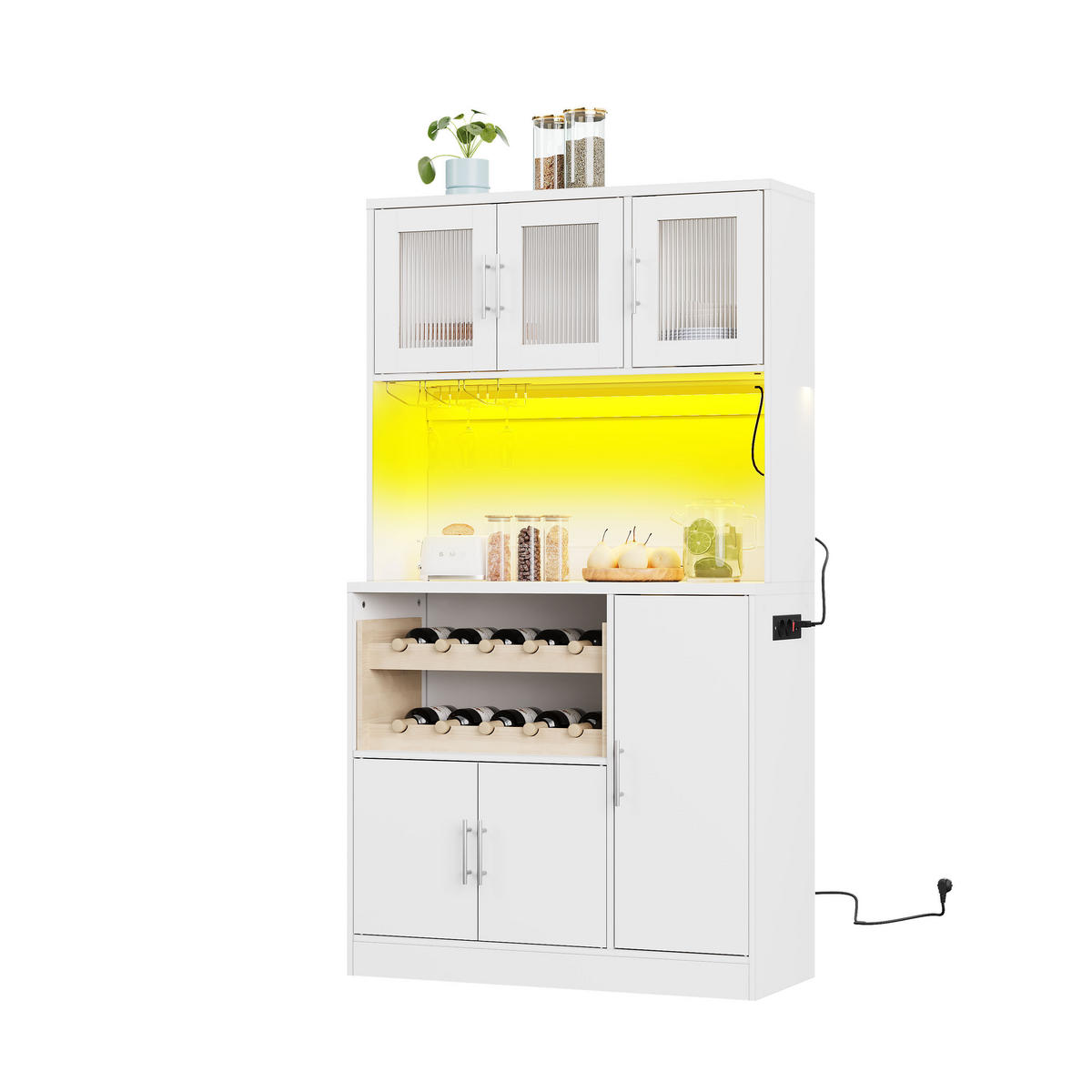 BUFFET 100/40/180 cm weiß aus MDF mit LED und Steckdose - Weiß, Holzwerkstoff (100/180/40cm) - OKWISH