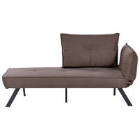 ČALOUNĚNÉ LEHÁTKO CHAISE LONGUE PRAVOSTRANNÉ Látka Hnědé Rocamadour - černá/hnědá, textil (150/83/72cm) - Beliani