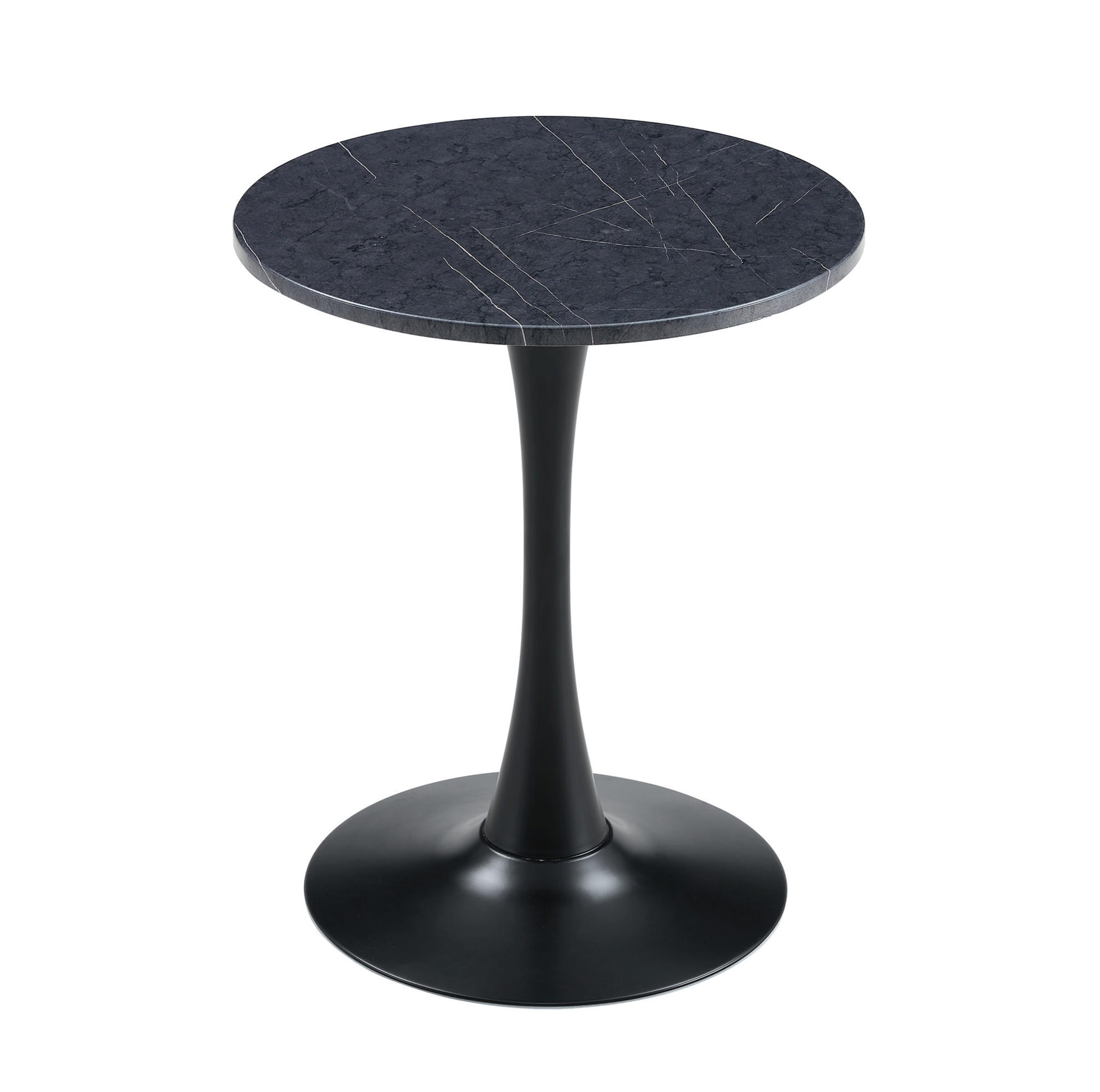 BEISTELLTISCH rund 60/72 cm in Schwarz mit Marmor-Optik - Schwarz, Holzwerkstoff (60/60/72cm) - BEAOK