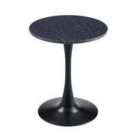 BEISTELLTISCH rund 60/72 cm in Schwarz mit Marmor-Optik - Schwarz, Holzwerkstoff (60/60/72cm) - BEAOK