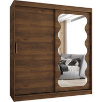 SCHIEBETÜRENSCHRANK mit Spiegel LUCY 200/180/62 2-türig - Silberfarben/Walnussfarben, Holz (180/62/180cm) - MÖBEL KRYSPOL