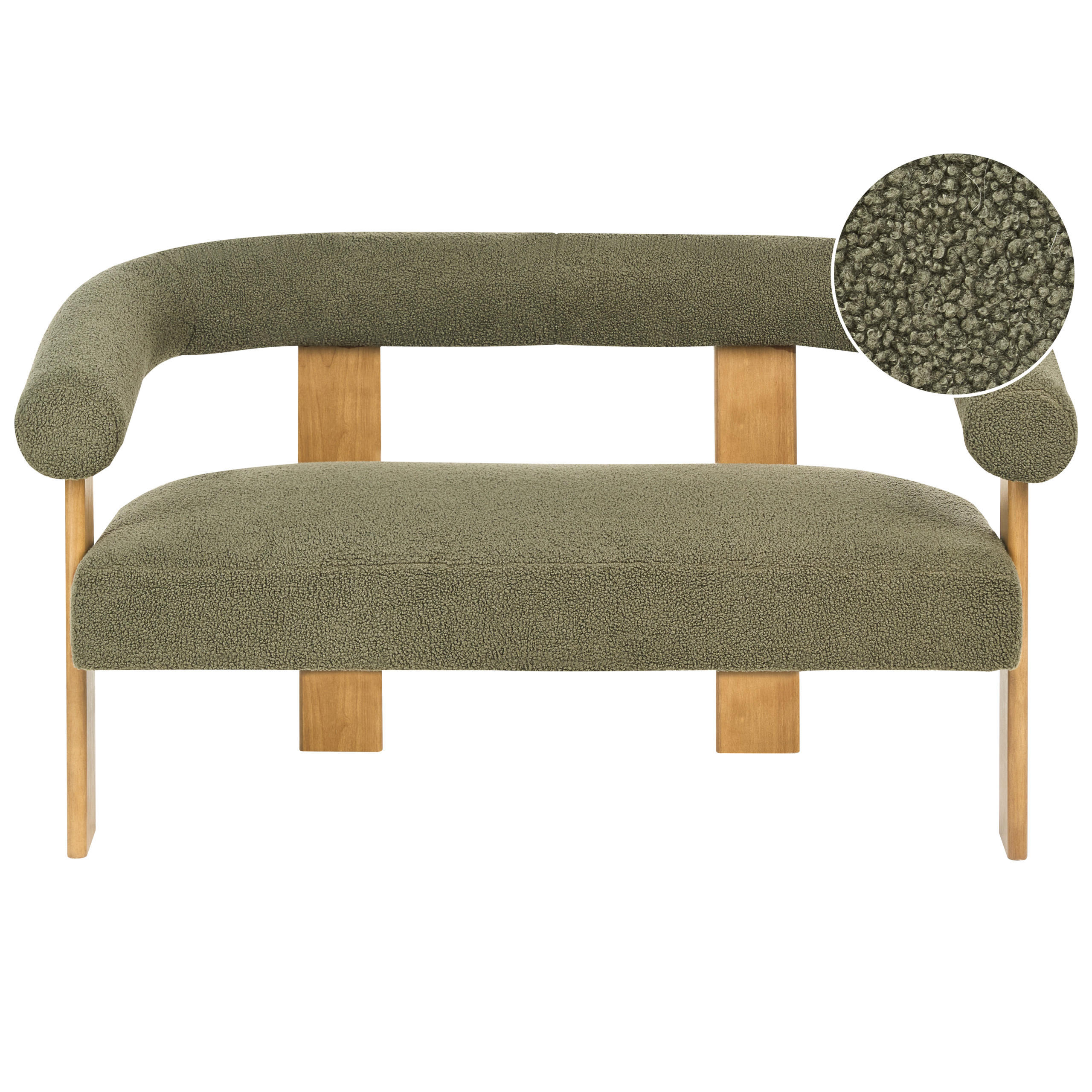 2-SITZER-SOFA Bouclé Grün/Hellbraun Ilbro - Braun/Grün, Textil (138/76/68cm) - Beliani