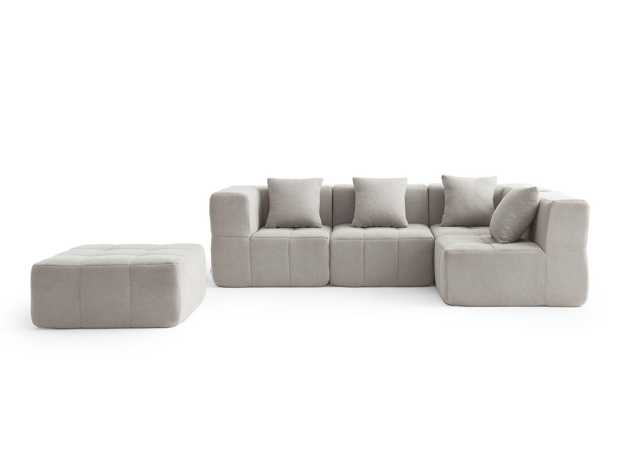 ECKSOFA Bouclé-Stoff Steinbeige - Greige, Textil (260/190cm) - MILYsofa