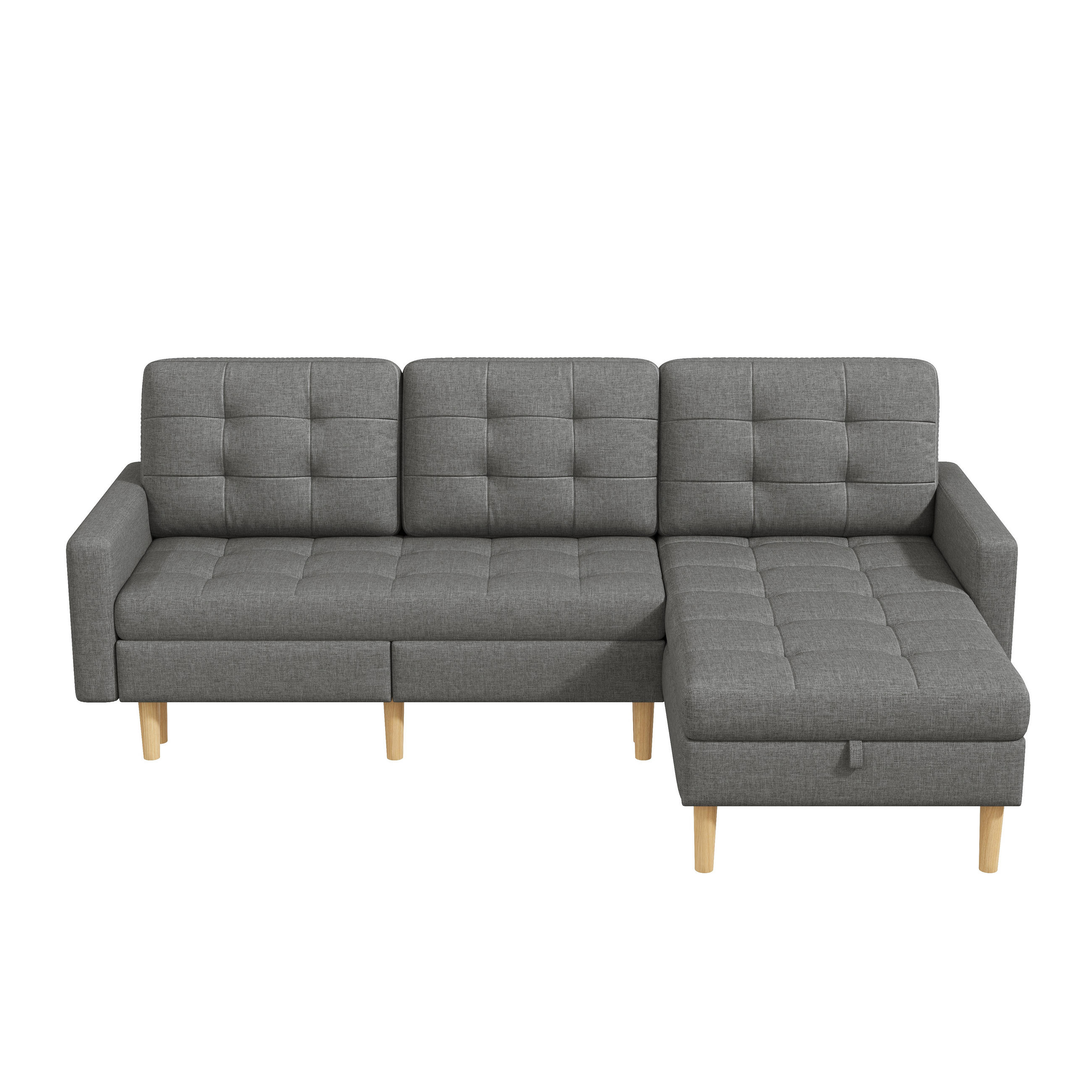 ECKSOFA 212/130/86 cm Grau mit Stauraum und wechselbare Chaiselongue - Grau, Textil (212/130cm) - Oxeza