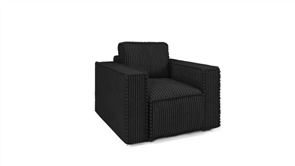 SOFASET Vajana 3-2-1 - Schwarz, Holzwerkstoff/Textil (240/86/102cm) - Fun Möbel
