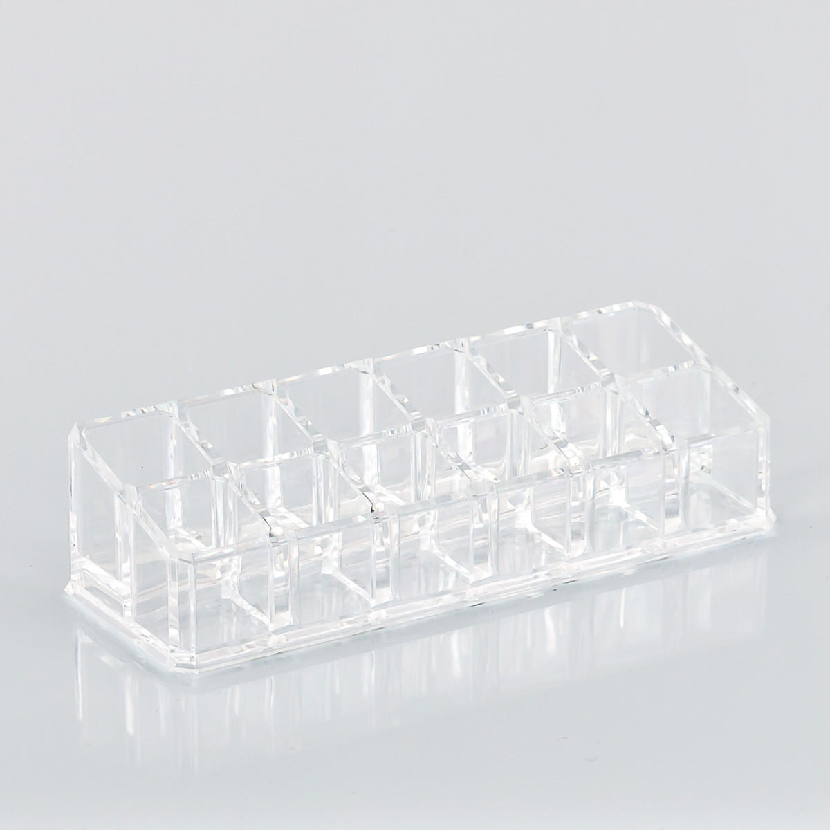 KOMSETIKORGANIZER, mit 12 Fächern, rechteckig - Transparent, Kunststoff (22.8/6.5/4.5cm) - bremermann