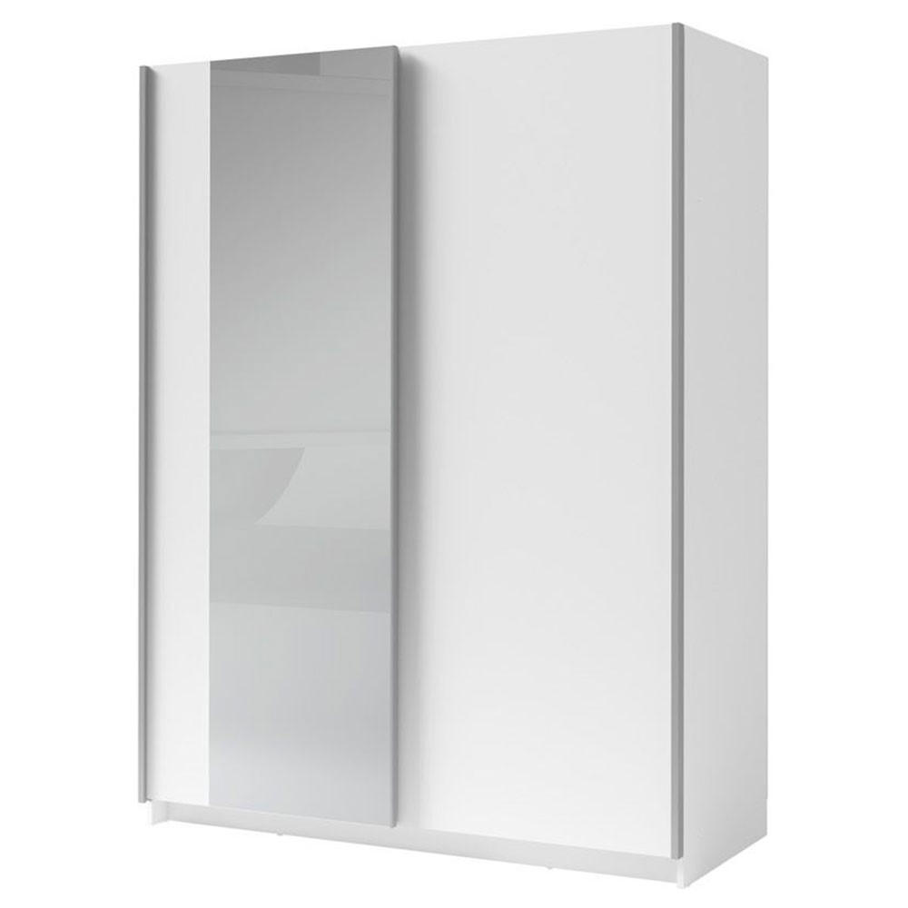 SCHWEBETÜRENSCHRANK Gozo Weiß / Spiegel 150 / 62 / 198cm - Weiß/Grau, Glas/Holz (150/198/62cm) - Feldmann-Wohnen