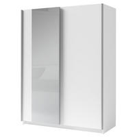 SCHWEBETÜRENSCHRANK Gozo Weiß / Spiegel 150 / 62 / 198cm - Weiß/Grau, Glas/Holz (150/198/62cm) - Feldmann-Wohnen