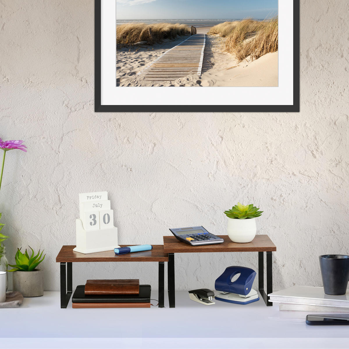 2-tlg.TISCHREGAL-SET - Multicolor, Holzwerkstoff/Metall (30/16.5/19.5cm) - Relaxdays