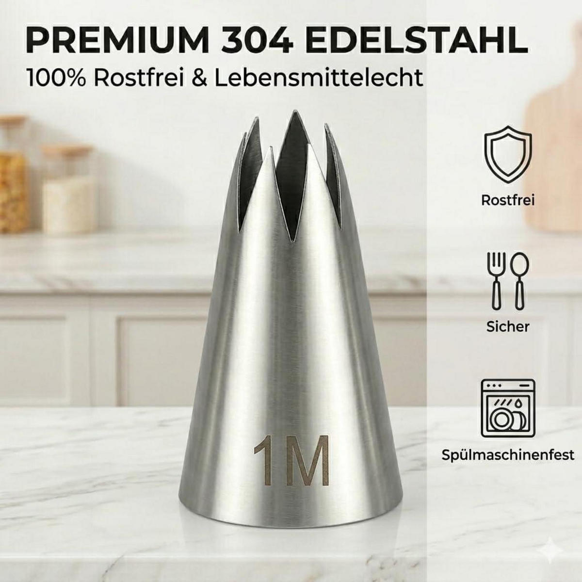SPRITZTÜLLEN 12-teiliges Set Edelstahl - Silberfarben, Metall (2.5/2.5/9.5cm)