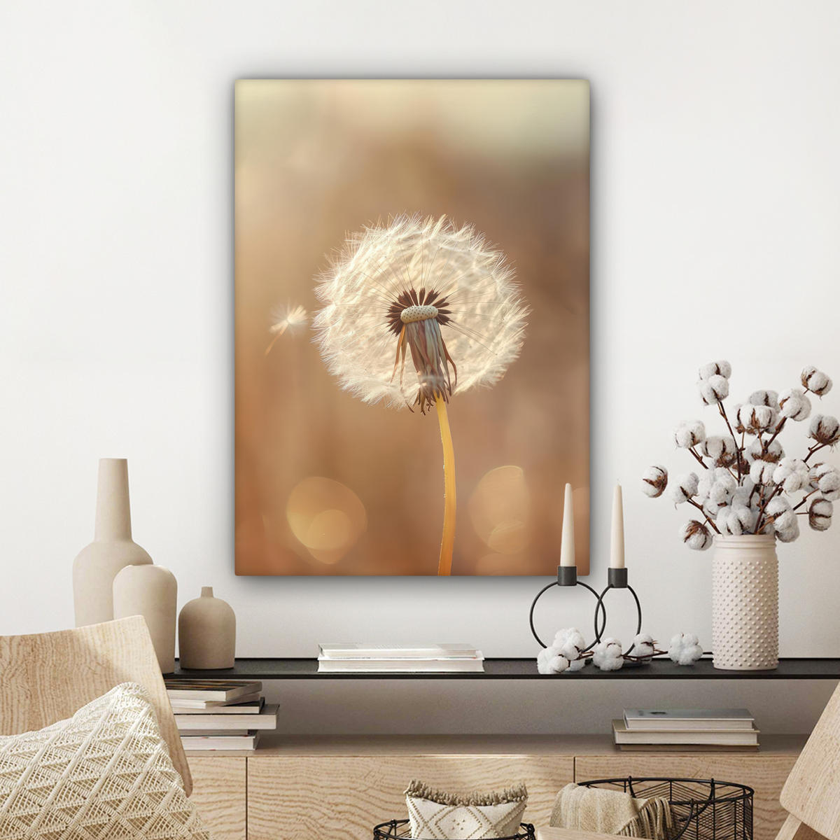 LEINWANDBILD Löwenzahn - Beige - Natur - Blume 60x80 cm - Hellbraun, Textil (60/80cm) - MuchoWow