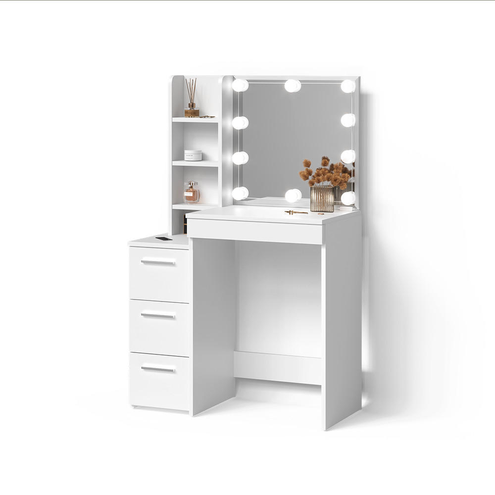 SCHMINKTISCH Ivera Weiß 79.9 cm mit LED Beleuchtung - Weiß, Holzwerkstoff (79.9/127.4/40cm) - Livinity®