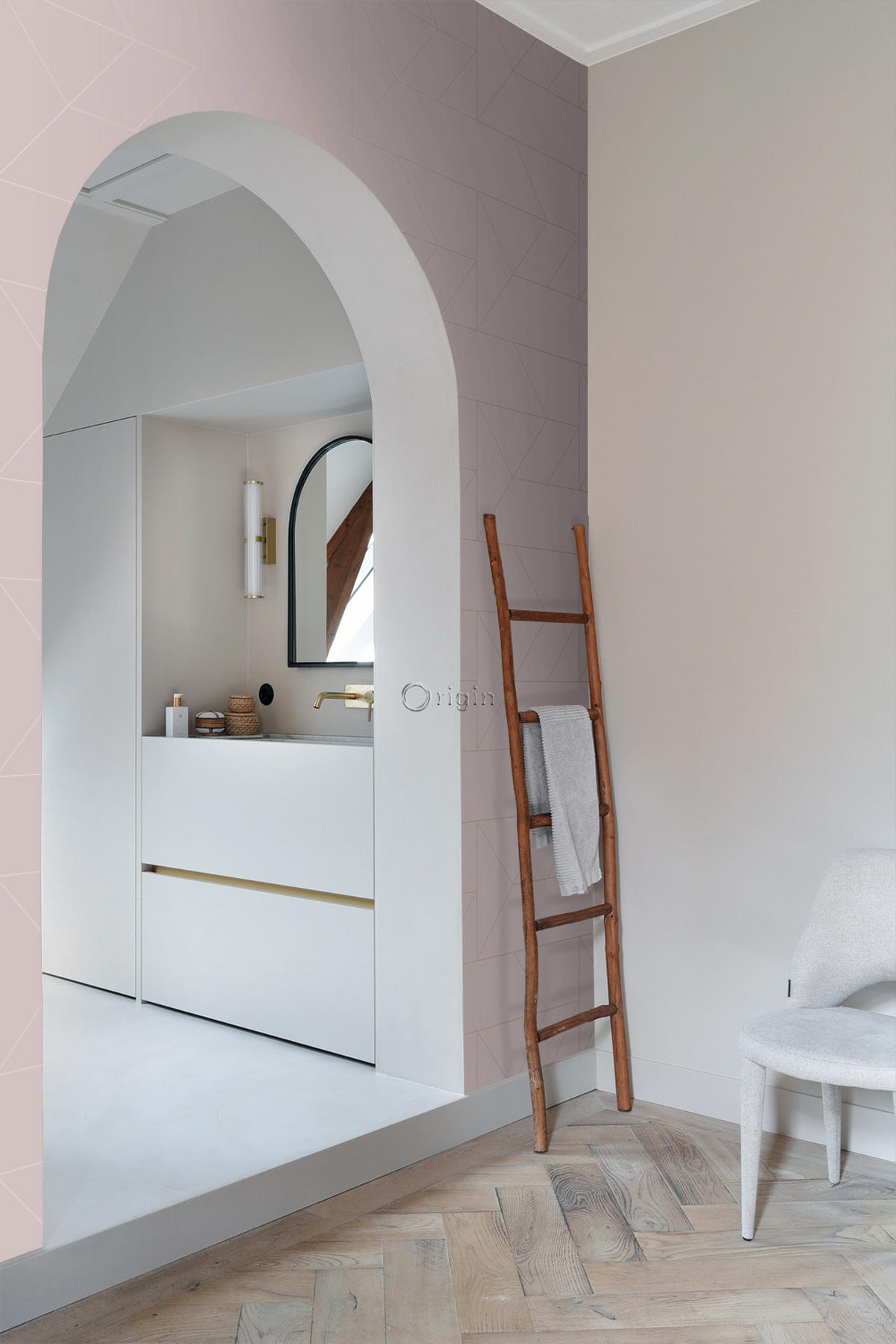 TAPETE grafische Linien 53 cm x 10.05 m - Pink, Papier (53/1000cm) - Origin Wallcoverings
