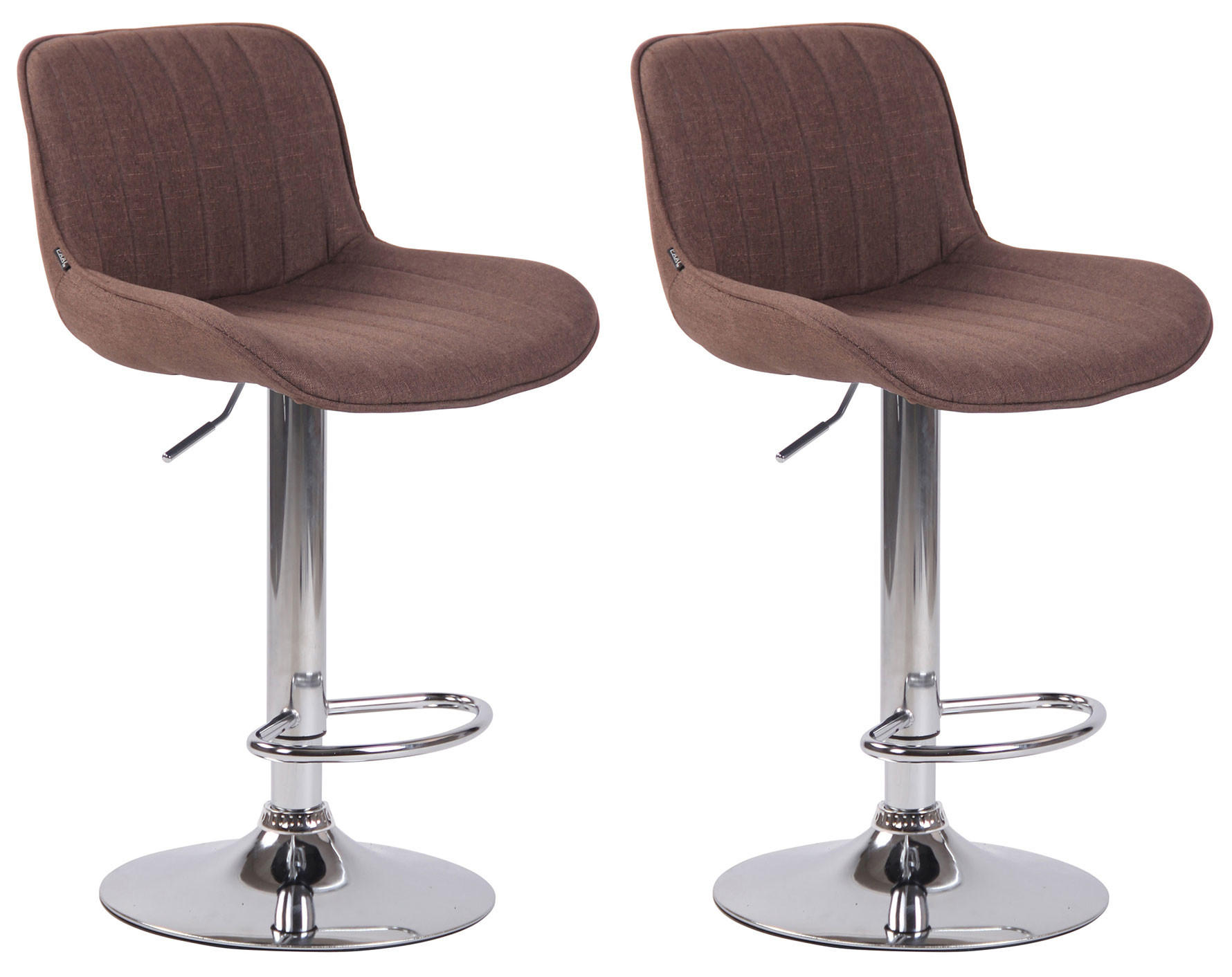 BARHOCKER 2er Set Stoff braun - Chromfarben/Braun, Textil/Metall (50/86/50cm) - CLP