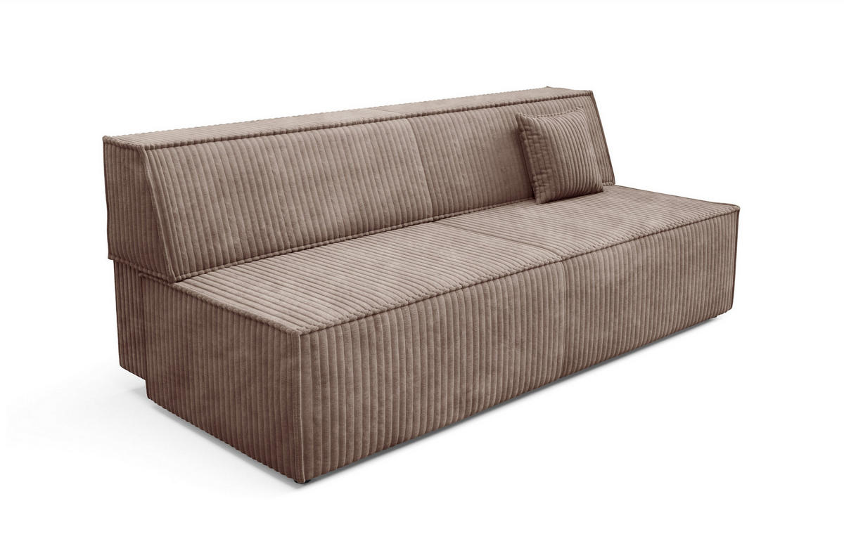 BETTSOFA TESSO Braun Kordstoff mit Schlaffunktion - Braun, Holz (202/74/94cm) - MASSENO
