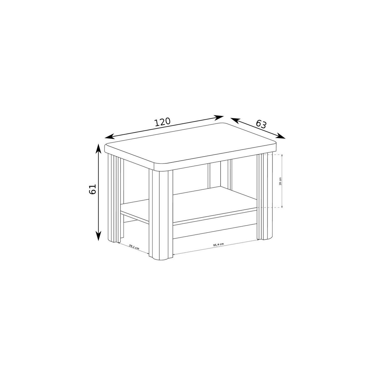 COUCHTISCH Dallas D-15 120 x 63 x 61 cm Trüffeleiche - Trüffeleichefarben, Holzwerkstoff (63/120/61cm) - Koseto