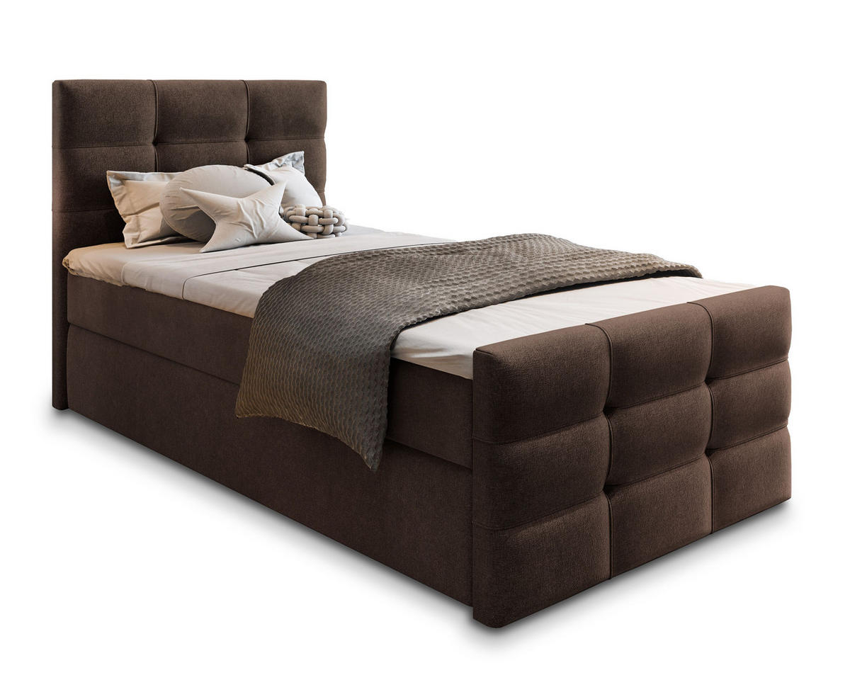 BOXBETT AMON 80 80x200 cm mit Matratze und Topper - Braun - Braun, Holz (80/200cm) - MASSENO