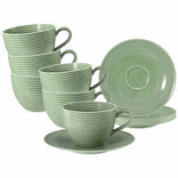TEETASSEN MIT UNTERTASSEN Beat Color Glaze Salbeigrün 140 ml 6er Set - Grün, Keramik (13.7/6/13.7cm) - Seltmann Weiden