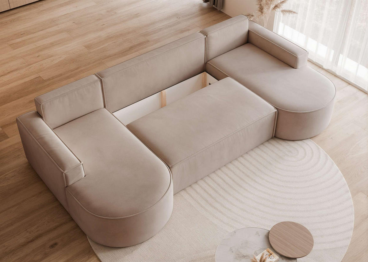 WOHNLANDSCHAFT U-Form mit Schlaffunktion, Braun - Braun, Textil (316/88/157cm) - Idohome