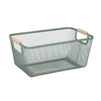 DRAHTKORB - Türkis, Holz/Metall (37/16.5/22.5cm) - Relaxdays