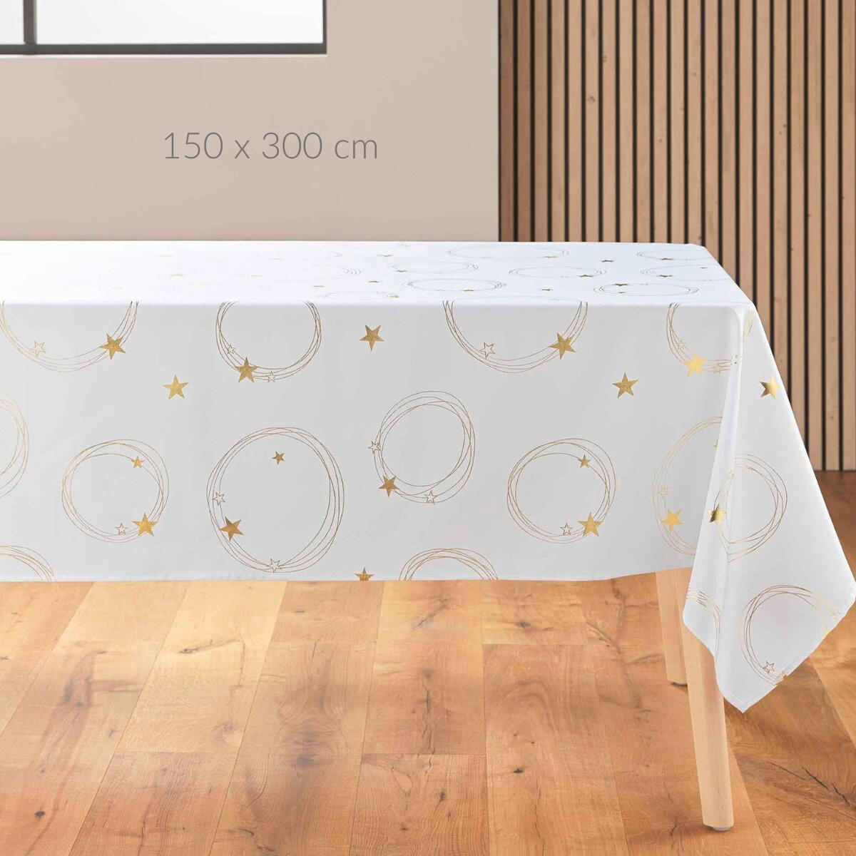 TISCHDECKE Goldenes Sternmotiv - Weiß, Textil (150cm) - Douceur d´intérieur