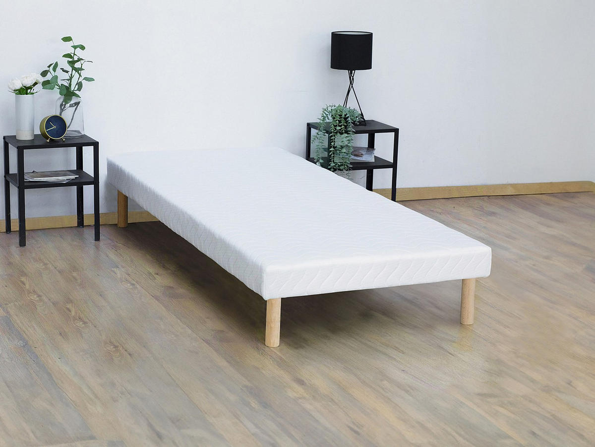 BETTGESTELL mit Lattenrost - 1 Person - stoff - weiß Asthenis - Weiß, Textil (90/190cm) - Vente-Unique