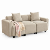 SOFA mit Chenille-Bezug Beige 67x211x71 cm, 3-Sitzer mit 2 Kissen - Beige, Textil (211/71/67cm) - IVMEU