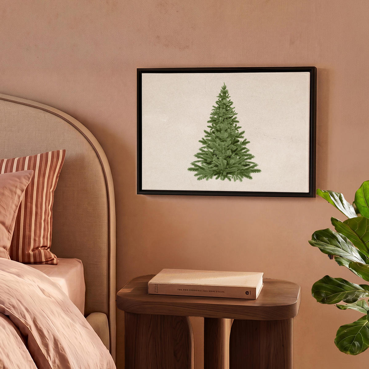 LEINWAND Bilder mit Rahmen - Weihnachtsbaum - Grün - Weihnachten - Feiertage - 40x30 - Olivgrün, Textil (40/30cm) - MuchoWow
