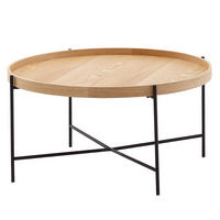 COUCHTISCH Eichenholz Furnier mit stabilem Metallgestell, Modernes zeitloses Design - Schwarz/Braun, Holz/Metall (78/78/40cm) - KADIMA DESIGN