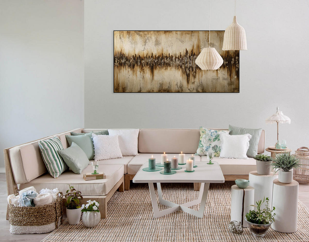 ACRYLBILD HANDGEMALT 140/70 cm - Braun, Holz/Textil (140/70cm) - KUNSTLOFT