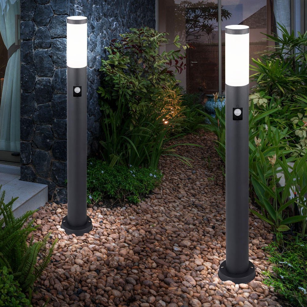 LED STEHLEUCHTE Edelstahl Anthrazit BOSTON 2er Set - Anthrazit, Kunststoff/Metall (12.7/80/12.7cm) - Globo Lighting