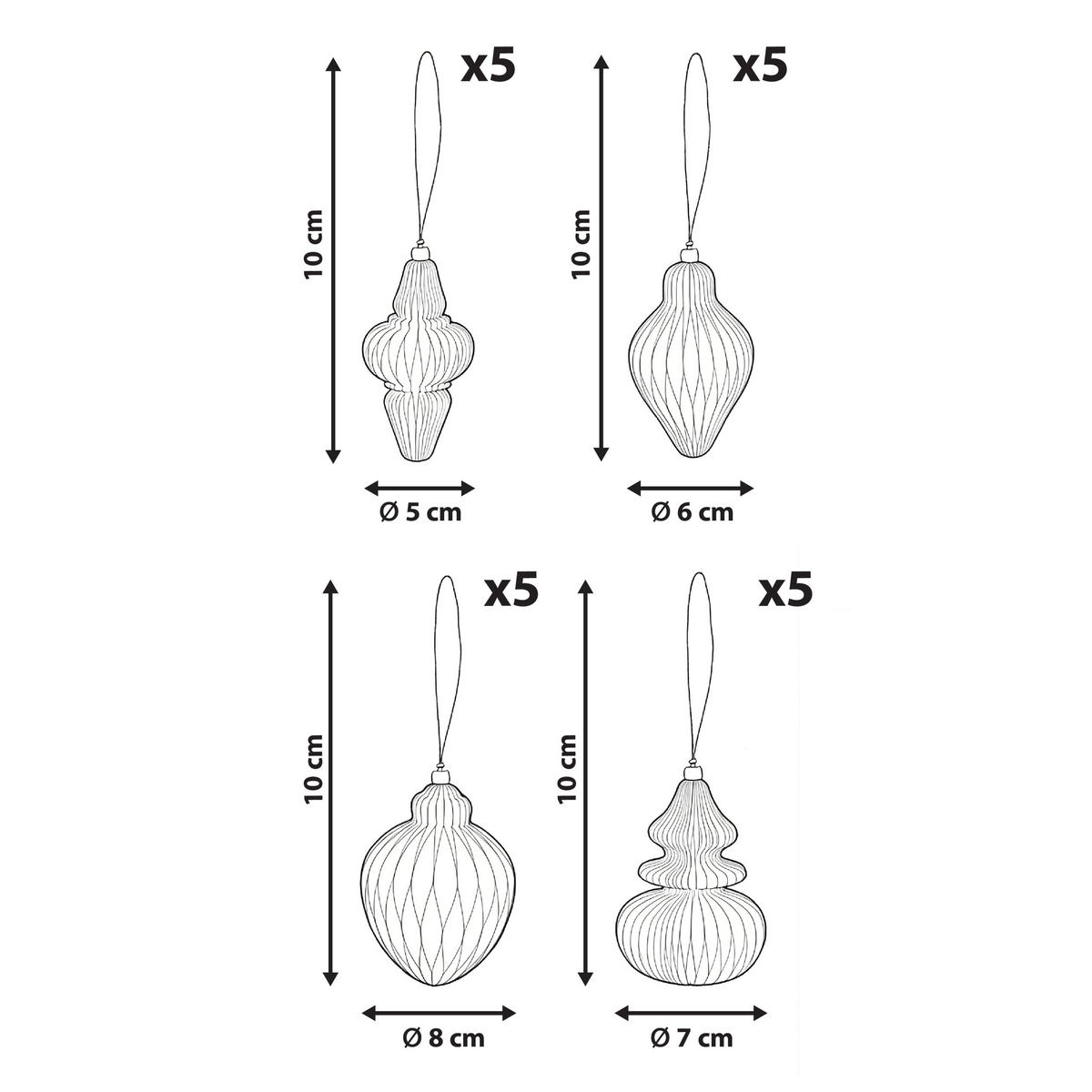 WEIHNACHTSBAUMSCHMUCK 20er Set Papier Beige Altaelva - Beige, Papier (8/10/8cm) - Beliani