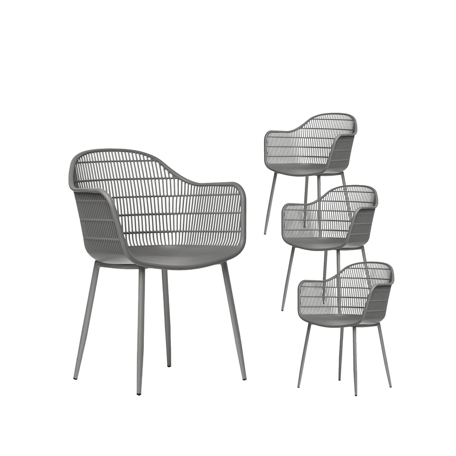 GARTENSTUHL Soren Grau 62 cm x 85 cm 4er-Set - Grau, Kunststoff (62/85/55cm) - Klast Home