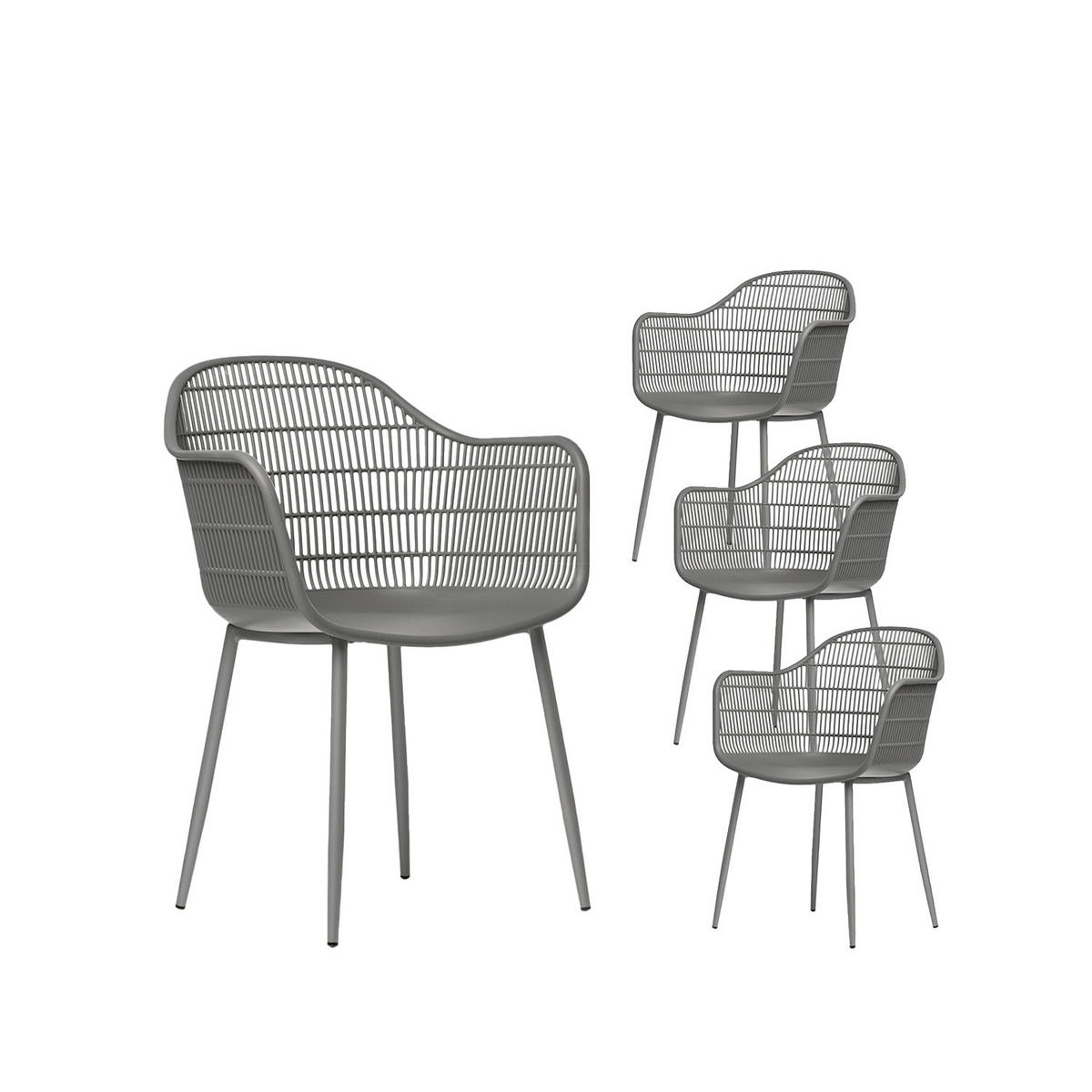 GARTENSTUHL Soren Grau 62 cm x 85 cm 4er-Set - Grau, Kunststoff (62/85/55cm) - Klast Home