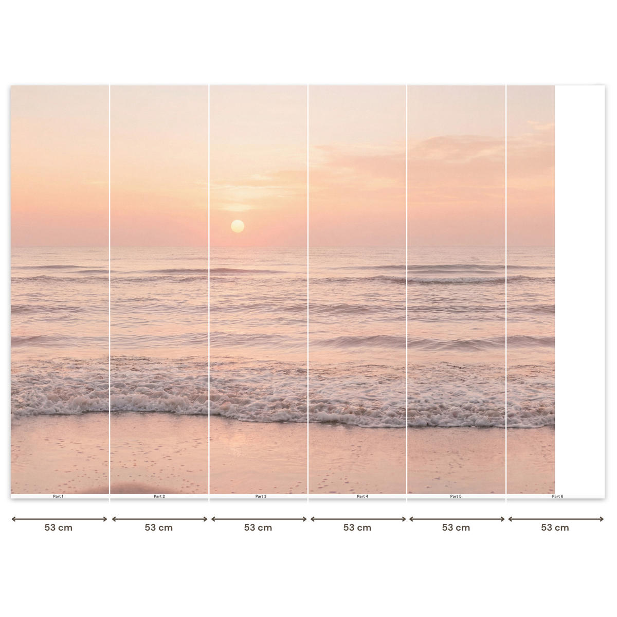 TAPETE - Sonne - Strand - Rosa - 260x200 cm - Hellrosa, Papier (260/200cm) - OnlyWow