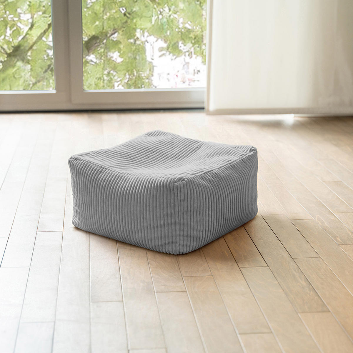 SITZSACK COZY - Hellgrau, Nur Hocker - Hellgrau, Textil (44/44/22cm) - Home Deluxe