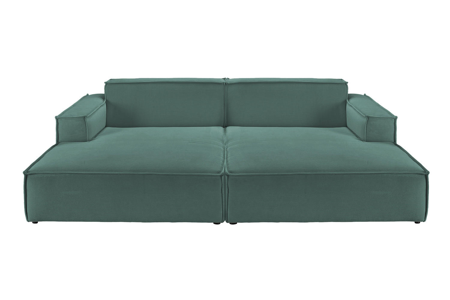 BIG SOFA SAMU Grün Cord - Schwarz/Grün, Textil (256/72/168cm) - KAWOLA