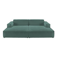 BIG SOFA SAMU Grün Cord - Schwarz/Grün, Textil (256/72/168cm) - KAWOLA