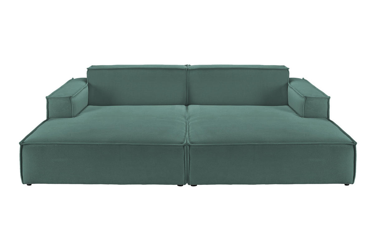 BIG SOFA SAMU Grün Cord - Schwarz/Grün, Textil (256/72/168cm) - KAWOLA