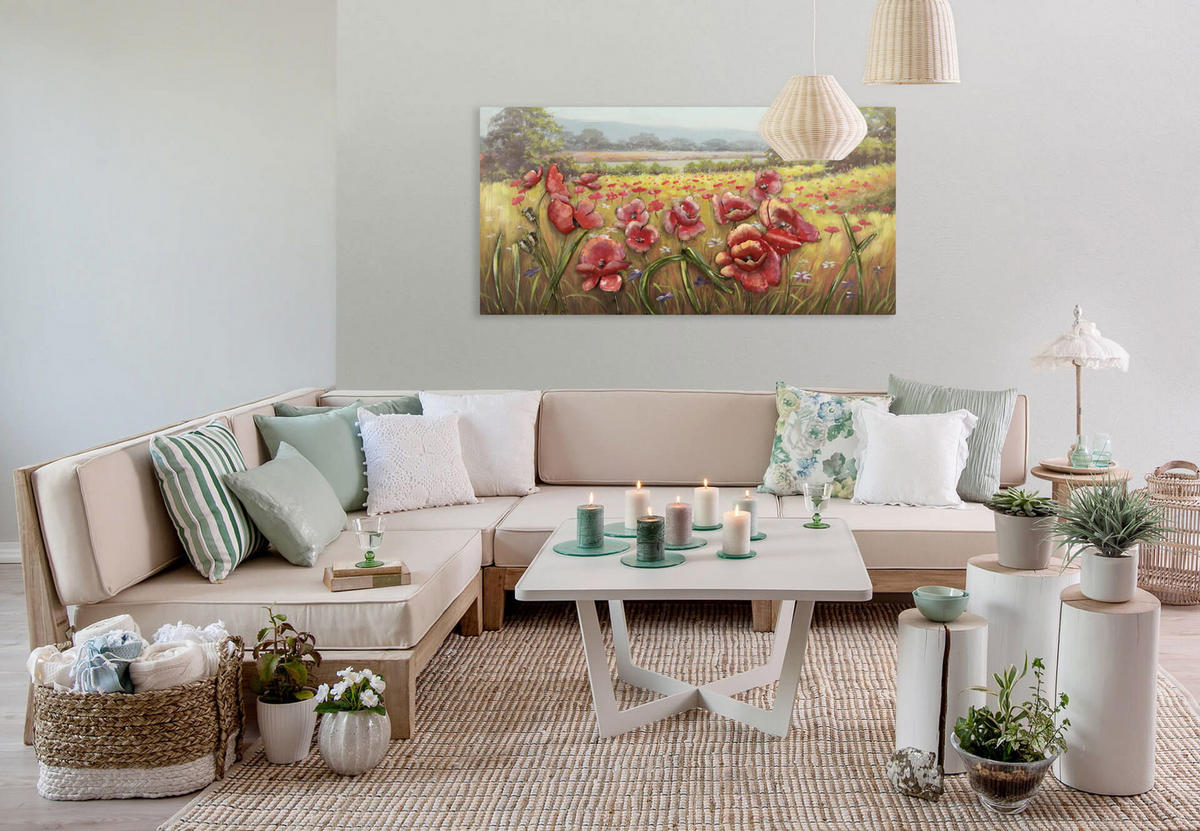 METALLBILD Rot 120/60 cm - Rot/Grün, Metall (5/60cm) - KUNSTLOFT